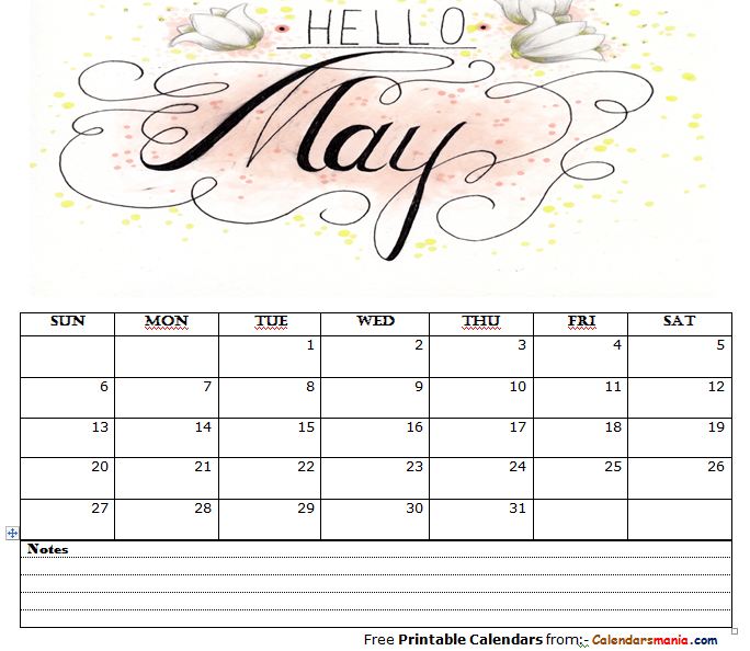  May 2018 Floral Calendar