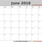 June 2018 Calendar Word