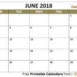June 2018 Calendar Editable