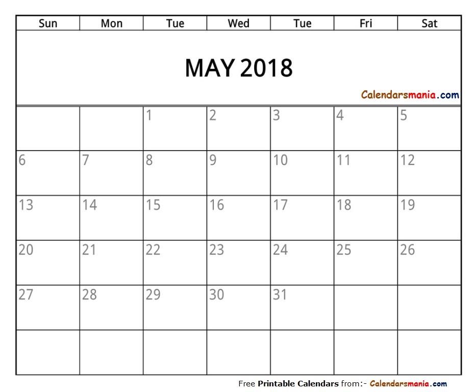 May 2018 Calendar PDF