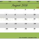 August 2018 Calendar Document