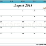 August 2018 PDF Calendar