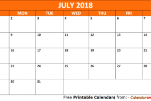 July 2018 Calendar Singapore