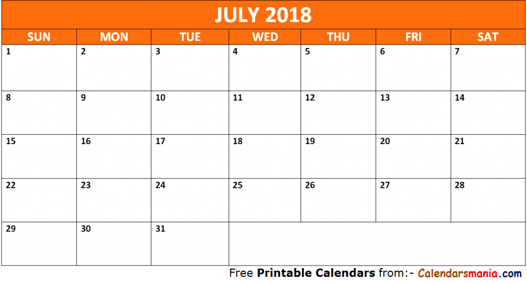 July 2018 Calendar Singapore