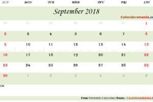 September 2018 Calendar Design