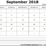 September 2018 Calendar With Notes