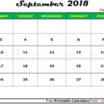 September Calendar 2018