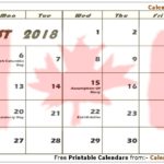 August 2018 Calendar Canada