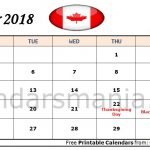 November 2018 Calendar Canada