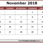November 2018 Calendar Excel