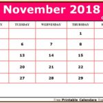 November 2018 Calendar Pink