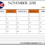 November 2018 Calendar UK