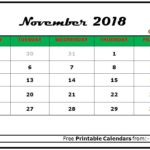 November Calendar 2018