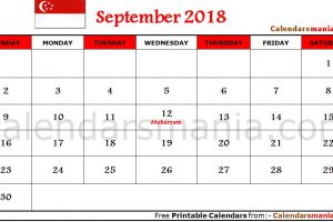 September 2018 Calendar Singapore