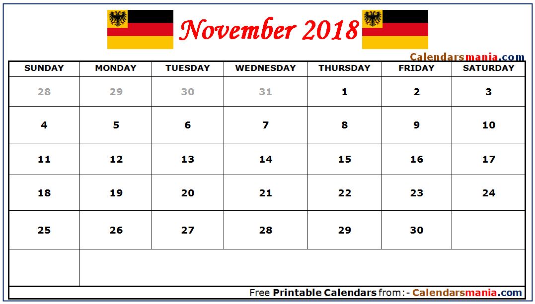 November 2018 Calendar Germany