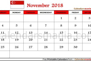 November 2018 Calendar Singapore