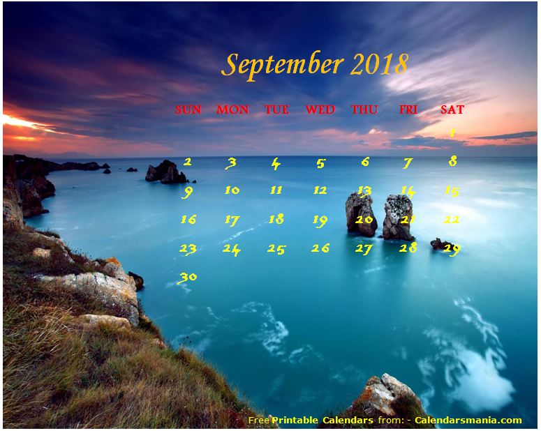 September 2018 Personalized Calendar