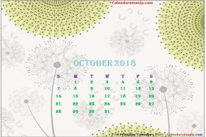 October 2018 Desktop Calendar Wallpaper