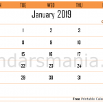 January 2019 Calendar Cute