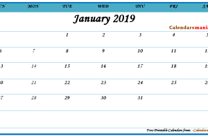 January 2019 Calendar Editable