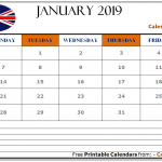 January 2019 Calendar UK