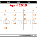 April 2019 Printable Calendar