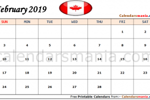 February 2019 Calendar Canada