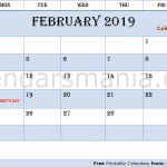 February 2019 Calendar Holidays