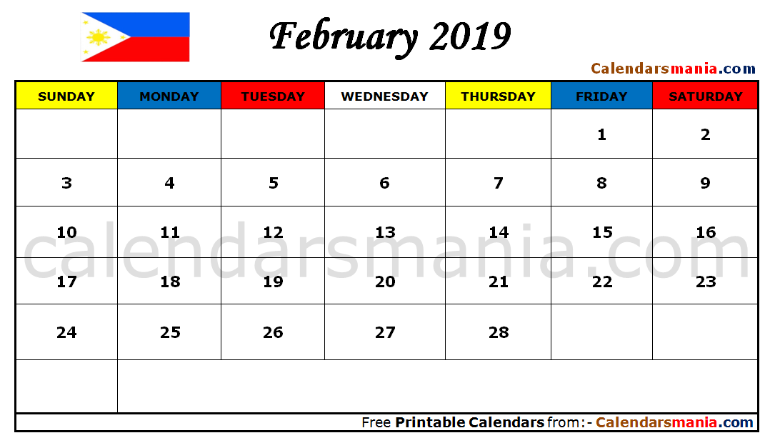 February 2019 Calendar Philippines