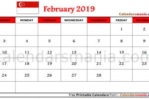 February 2019 Calendar Singapore