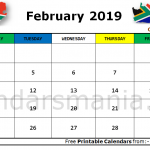 February 2019 Calendar South Africa