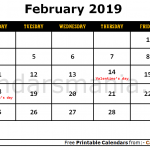 February 2019 Holidays Calendar
