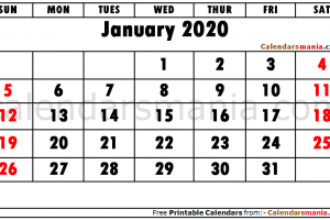 January 2020 Blank Calendar
