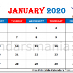 January 2020 Calendar Australia