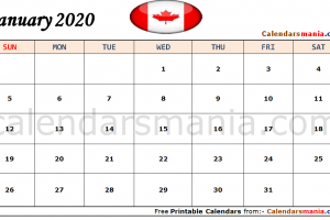 January 2020 Calendar Canada
