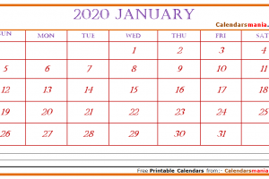 January 2020 Calendar Designs