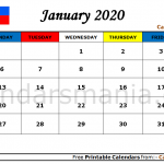 January 2020 Calendar Philippines