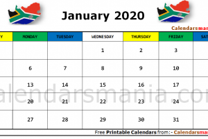 January 2020 Calendar SA