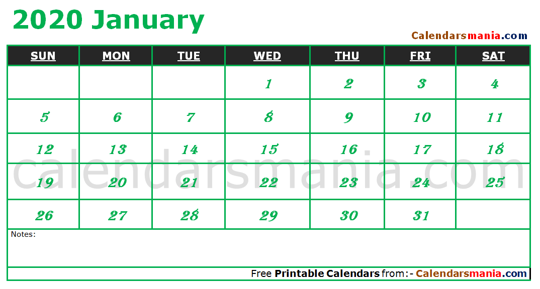 January 2020 Calendar Tumblr