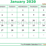 January Calendar 2020
