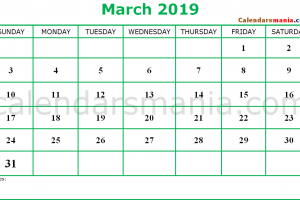 March Calendar 2019