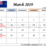 March 2019 Calendar NZ