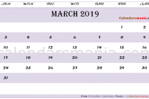 March 2019 Calendar PDF
