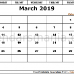 March 2019 Calendar Portrait