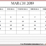 March 2019 Calendar With Notes