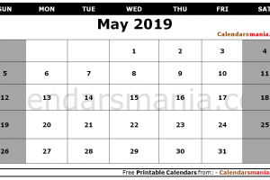 May Calendar 2019