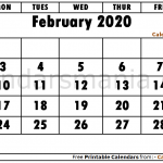 Blank Calendar February 2020