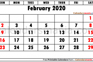 Blank Calendar February 2020