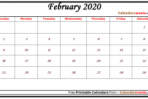 February 2020 Calendar Blank