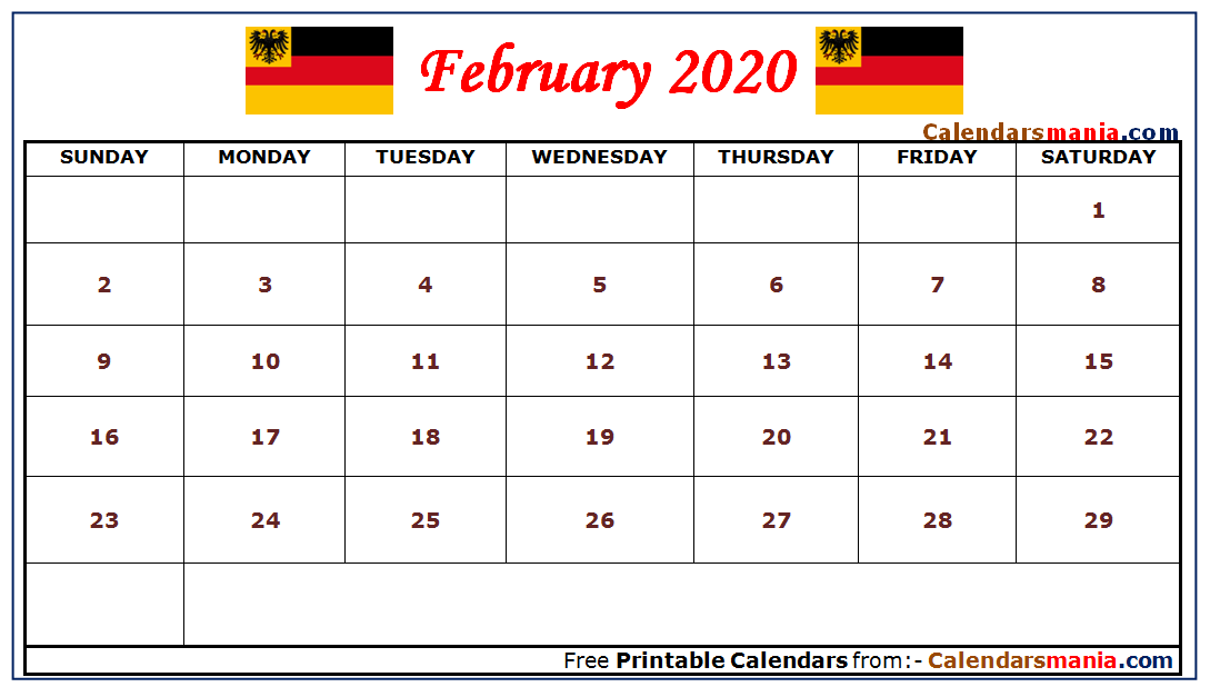 February 2020 Calendar Germany